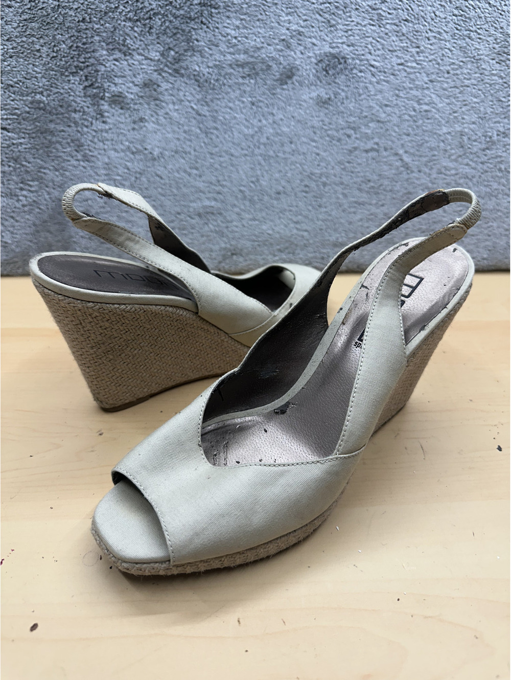 Moda International White Espadrille Wedge Slingback Sandals